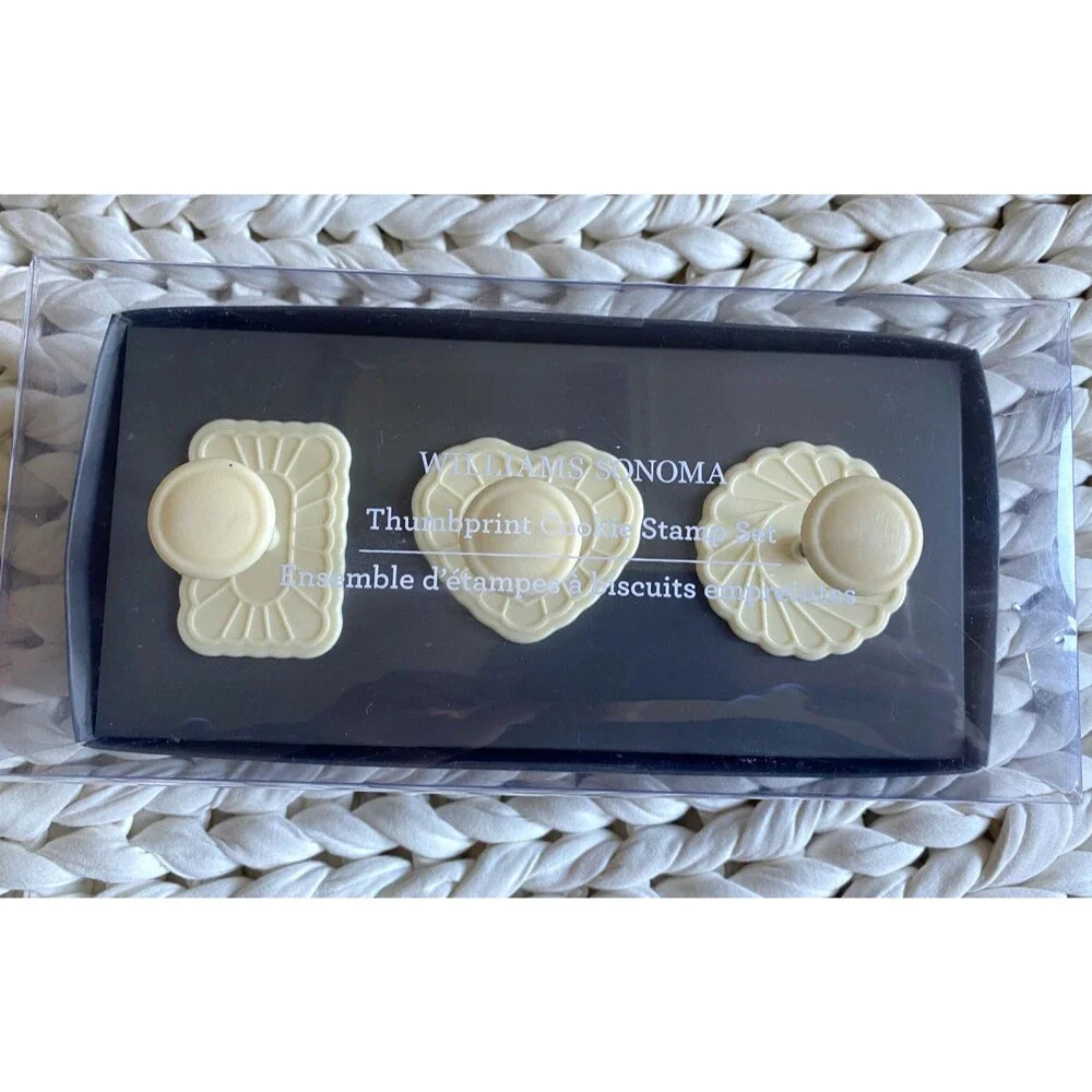 Williams Sonoma  Thumbprint Cookie Stamp Set ~ Set/3 ~ New & Sealed Box.